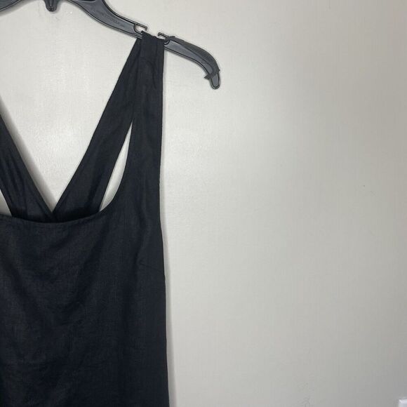 MADEWELL Mini Dress Women 10 Black 100% Linen NEW Cross Back A-Line NQ326 - Picture 4 of 14